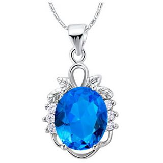 Vintage Round Shape Slivery Alloy Necklace With Rhinestone(1 Pc)(Red,Blue,Purple)