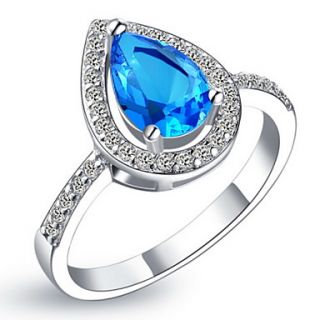 Classical Sliver With Cubic Zirconia Tear Womens Ring(Blue,Red,Purple)(1 Pc)