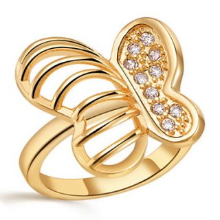 Stylish Sliver Or Gold With Cubic Zirconia Butterfly Womens Ring(1 Pc)