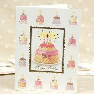 Birthday Cake Pattern Side fold Greeting Card for Birthday