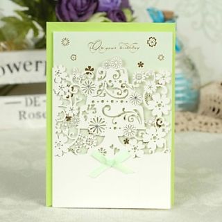 Floral Theme Laser Cut Greeting Card for Birthday