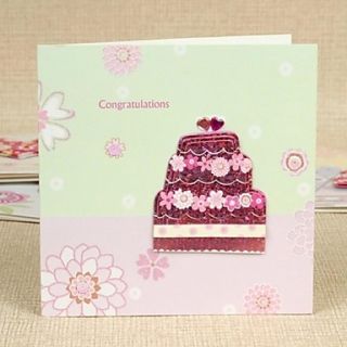 Floral Cake Pattern Square Side Fold Greeting Card
