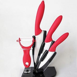 5 Pieces Ceramic Knife Set with Knife Holder, 4 / 5 / 6 Knife and Peeler with Acryl Holder