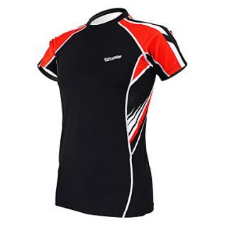 KOOPLUS Mens Passionate Red Black Fitness Elastic Skinny Quick dry Short Sleeve Cycling T shirt