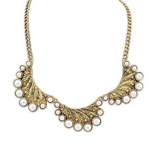 Womens Ethnic Vintage Style (Peacock) Alloy Plated Pearl Decoration Party Statement Necklace (1 pc)