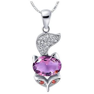 Hot Sale Graceful Fox Shape Slivery Alloy Necklace With Rhinestone(1 Pc)