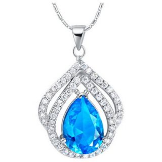 Elegant Europe Stlye Slivery Alloy Necklace With Rhinestone(1 Pc)(Red,Blue,Purple)