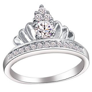 Luxuriant Sliver With Cubic Zirconia Crown Womens Ring(1 Pc)