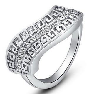 Stylish Sliver Clear With Cubic Zirconia Irregular Rectangle Womens Ring(1 Pc)
