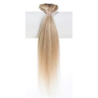 22 Inch #18/613 Mixed Black and Blonde 7 Pcs Human Hair Silky Straight Clips in Hair Extensions