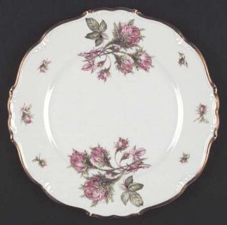 Edelstein Moss Rose Dinner Plate, Fine China Dinnerware   Pink Roses,Green Leave