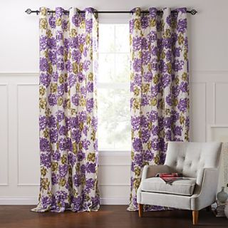 (One Pair) Country Purple Blossoms Spring Style Eco friendly Curtain