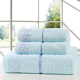 Siweidi Cotton Jacquard Water Cube Style Pattern Towel Set(Light Blue)