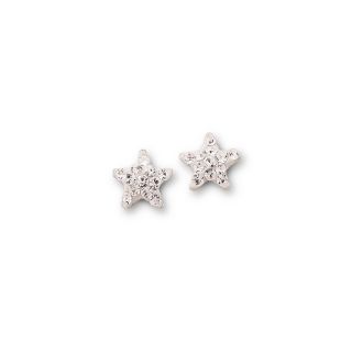 Bridge Jewelry Crystal Star Stud Earrings Sterling Silver, Womens