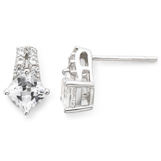 Sterling Silver Lab Created White Sapphire Earrings, Womens