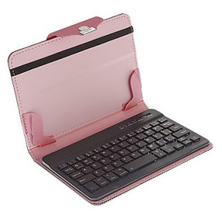 7 Inch Bluetooth PU Leather Full Body Case with Keyboard (Black and Pink)