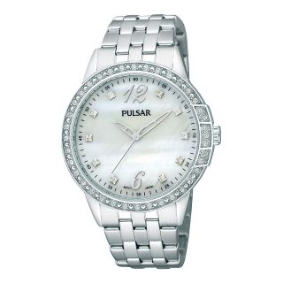Pulsar Womens Silver Tone Crystal Accent Bracelet Watch