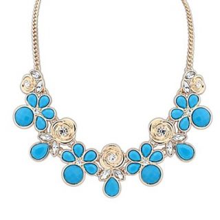 Womens European and America Cute Resin Alloy Flowers Fashion Statement Necklace(More Color) (1 pc)