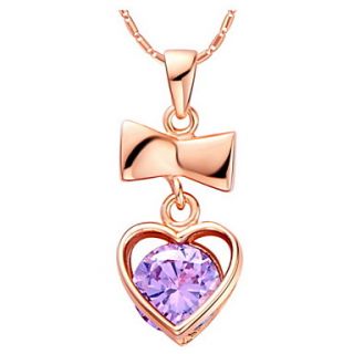 Fashion Heart Shape Golden Alloy Womens Necklace With Rhinestone(1 Pc)