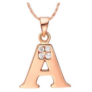 VintageA Logo Alloy Womens Necklace With Rhinestone(1 Pc)(Gold,Silvery)