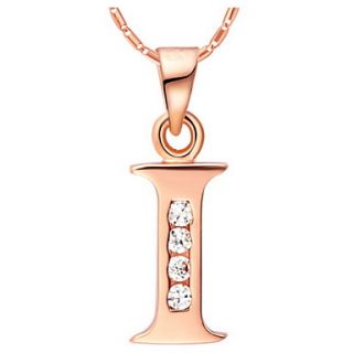 Fashion I Logo Alloy Womens Necklace With Rhinestone(1 Pc)(Gold,Silvery)