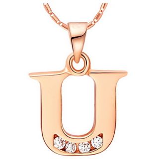 VintageU Logo Alloy Womens Necklace With Rhinestone(1 Pc)(Gold,Silvery)