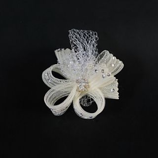 Elastic Tulle Wedding/Party Flower With Rhinestones And Feather
