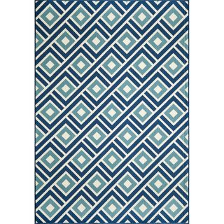 Blocks Blue Indoor/ Outdoor Rug (18 X 37)