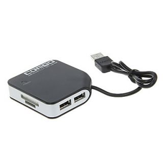 All in one Memory Card Reader with USB HUB (Black)