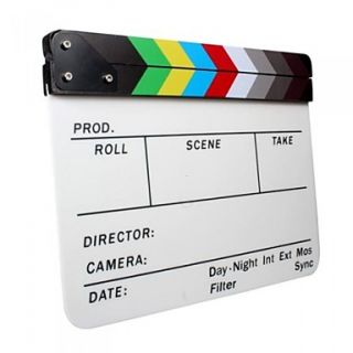Acrylic Plastic Dry Erase Directors film clapboard (9.85x11.8 inch) with color sticks