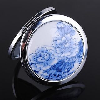Asian Theme Peony Pattern Round Stainless Steel Compact Mirror Favor
