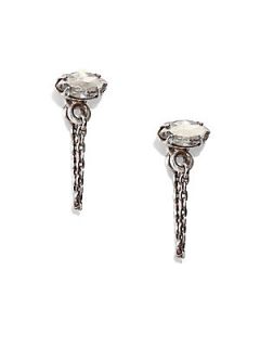 Bing Bang Jewel Top Chain Earrings   Silver