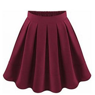 WeiMeiJia Womens Fashion Solid Color Tweed Skirt(Wine)