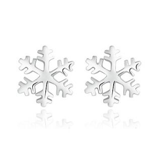 Fine Jewelry Cute Snowflake Sterling Silver Platinum Plated Earring Stud