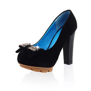 Leatherette Womens Chunky Heel Platform Pumps/Heels Shoes with Bowknot(More Colors)