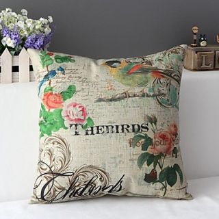 Classic Chinese Traditional Beautiful Flowers and Birds Painted Decorative Pillow Cover