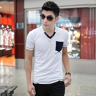 Mens Summer V Neck Fashion Casual Short Sleeve T shirts(Acc Not Included)