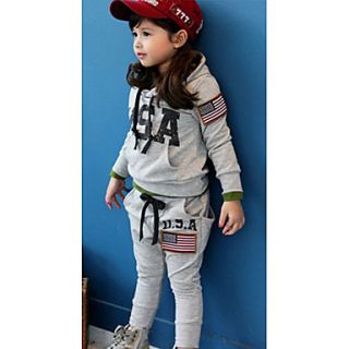 Girls Casual Letter Pattern Hoodies Clothing Sets