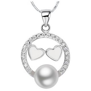 VintageRound Shape Silvery Alloy Womens Necklace With Imitation Pearl(1 Pc)