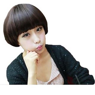 Korea Bobo Fashion Capless Short Straight Stylish Synthetic Full Bang Wigs 4 Colors Available