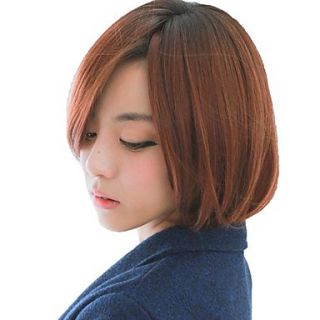 Capless Short Straight Synthetic Honey Brown Stylish Side Bang Wigs