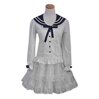 Cool Navy Girl Style Ink Blue Cotton Sweet Lolita Cosplay Costume