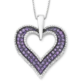 Lab Created Amethyst & Diamond Accent Heart Pendant Sterling Silver, Womens