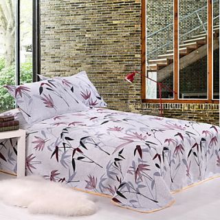 SINUOER Flax Three Piece Bedclothes Bamboo Leaves(Screen Color)