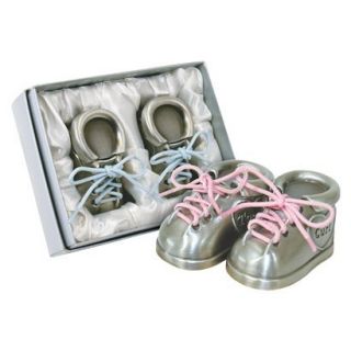 Stephan Baby Pewter, Pink OR Blue Shoes First Curl & Tooth Set
