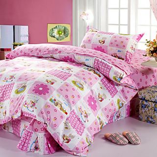 Duvet Cover,3 Piece Cotton Floral Bears