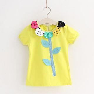 Girls Round Neck Floral Adorable Tee