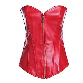 Darling Clothes Womens Sexy Red Strapless Chain Sheath PU Leather Corset