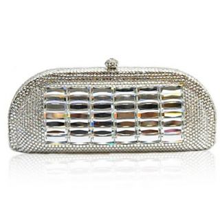 Ladies Pillow Shape Glass Stone Jewelled Box Clutch Lady Party Evening Bag