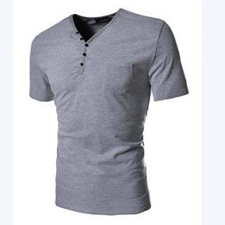Mens V neck Solid Color Slim Short Sleeve T shirt